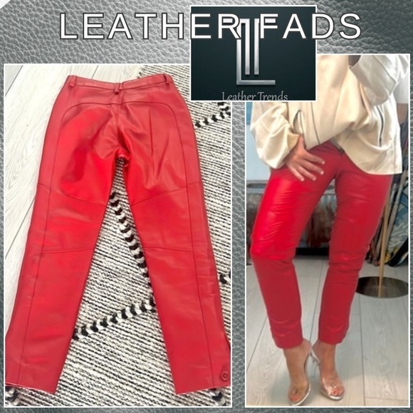 🔥VTG,Leather Fads,MSRP$342),Supple Lambskin Leather,RED,Adjustable ANKLES,Size 0 - Picture 9 of 15